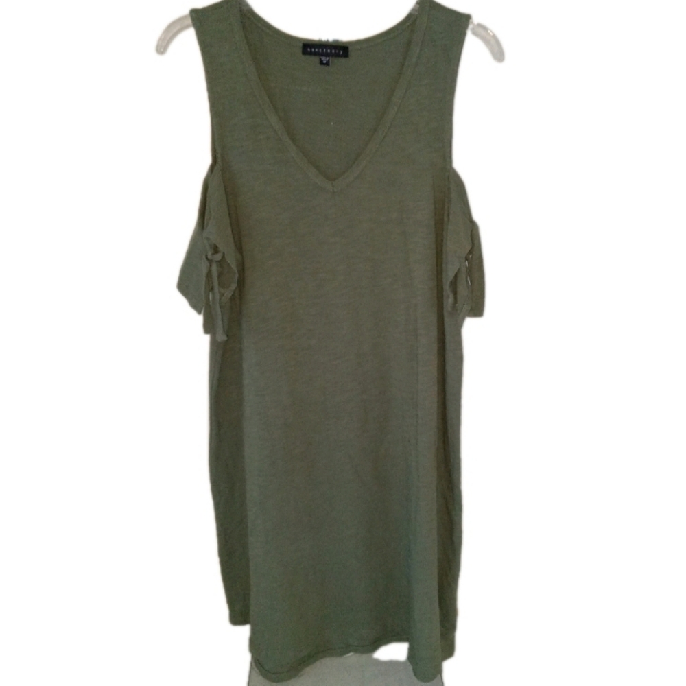 Sancutary Green Lakeside Short Sleeve Cold Shoulder Knee Length Dress Medium - Picture 2 of 10